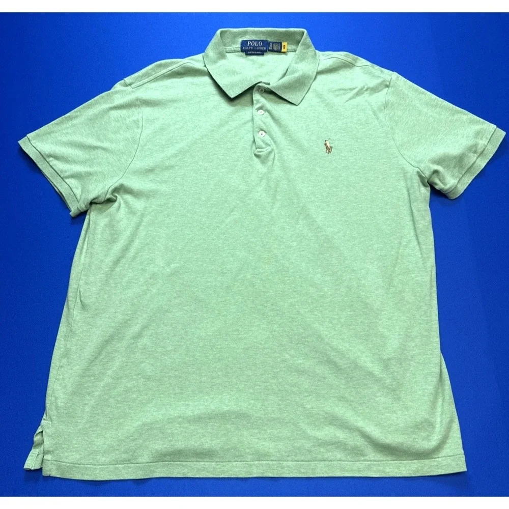 Polo Ralph Lauren Men's XL Polo Shirt Custom Slim Fit Short Sleeve Light Green